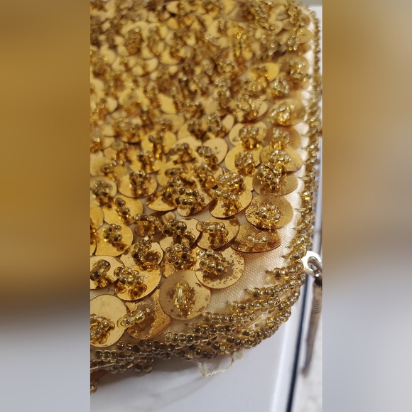 Vintage Gold Beaded Sequined Evening Purse Rare Unique - Picture 8 of 8
